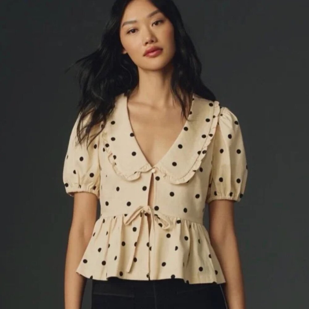 Anthro Polks Dot Top - S